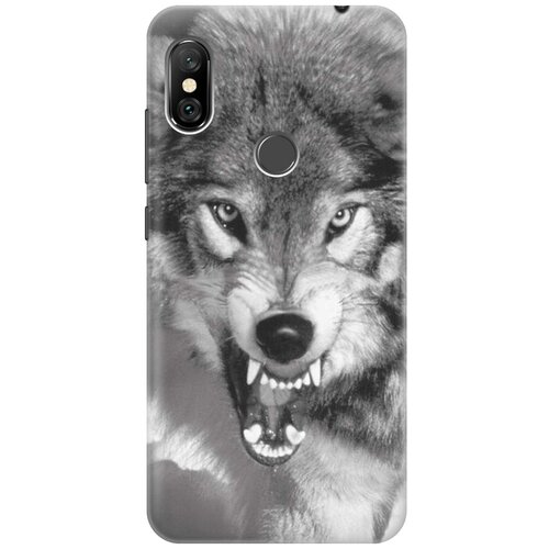 фото Gosso ультратонкий силиконовый чехол-накладка для xiaomi redmi note 6 pro с принтом "волчий оскал"