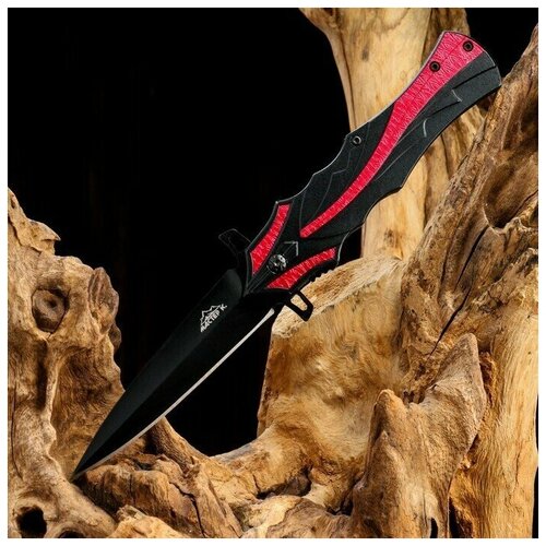 Нож складной Пламя черный, красная полоса, 21,5см, клинок 9,5см нож для фруктов пламя позолоченный рисунок
