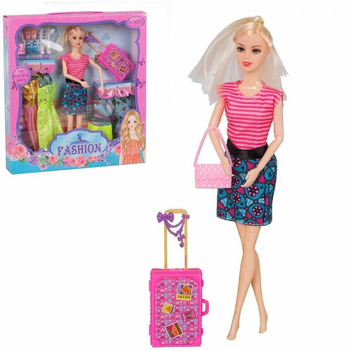 Кукла Fashion стильная путешественница 28 см Модница с набором одежды и аксессуарами с нарядами SF-750E Tongde
