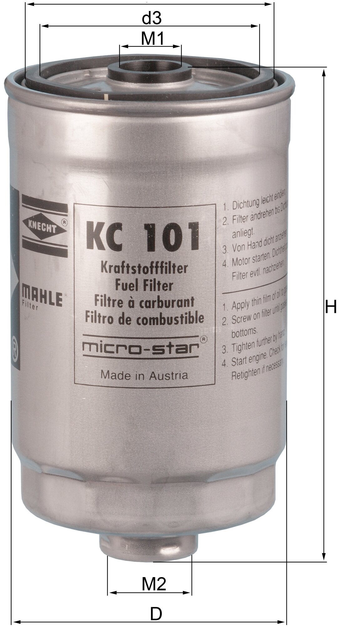 Фильтр топливный MAHLE KC 101