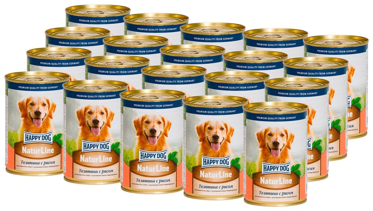 HAPPY DOG для взрослых собак с телятиной и рисом (410 гр х 20 шт)