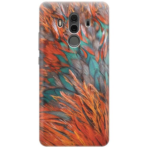 фото Cиликоновый чехол на huawei mate 10 pro / хуавей мейт 10 про с принтом "разноцветные перья" gosso