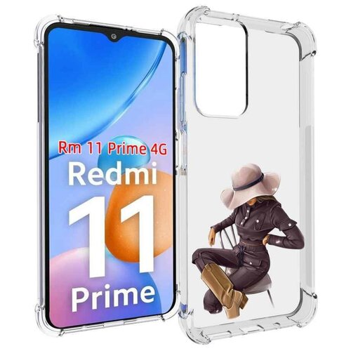Чехол MyPads загадочная-девушка-в-костюме женский для Xiaomi Redmi 11 Prime 4G задняя-панель-накладка-бампер