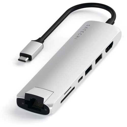 USB-C адаптер Satechi Type-C Slim Multiport with Ethernet Adapter серебристый