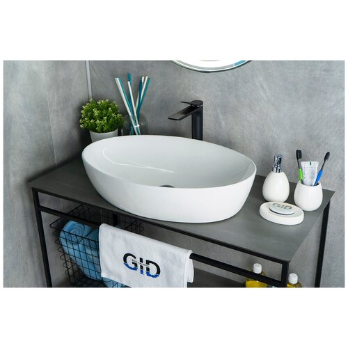 Комплект 2 предмета: Керамическая накладная раковина для ванной Gid N9433 с сифоном А-3202 раковина 61 см gid ceramic n9433