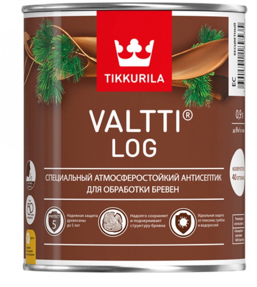 Атмосферостойкий специальный антисептик для бревен Tikkurila VALTTI LOG