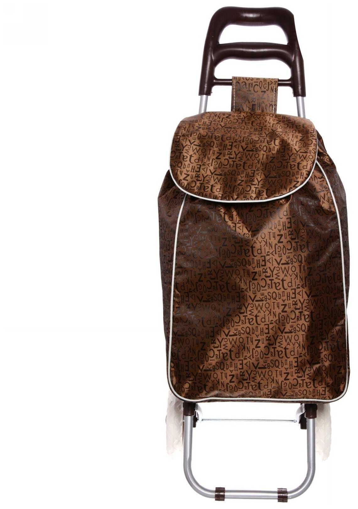Тележка хозяйственная с сумкой (95*33*30см, колеса 16см, до 30 кг.) буквы, коричневая - фотография № 2