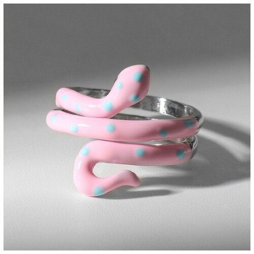 фото Кольцо queen fair, бижутерный сплав, латунь, золочение, эмаль, безразмерное, розовый