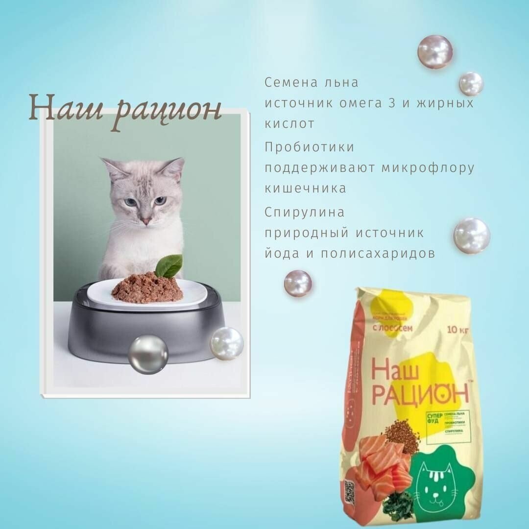 Наш Рацион сухой корм для взрослых кошек лосось 10кг - фотография № 15