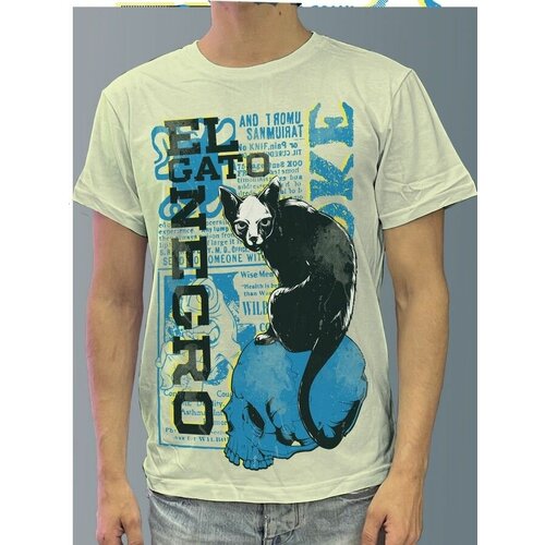 фото Футболка мужская белая молочный оттенок из хлопка с dtf принтом кошка - 447 будь на стиле