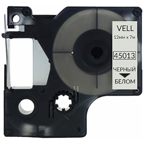 Лента Vell VL-D-S0720530/45013 (12 мм, черный на белом) для LM 210D/PnP/280/420P/500TS/Rhino 4200/5200/6000 vell45013