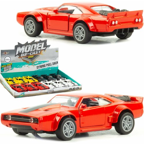 Металлическая машинка 1:32 Dodge Challenger, 12 см. инерционная, свет, звук / Красный металлическая машинка 1 32 служебная лада нива 12 см свет и звук инерционная красный