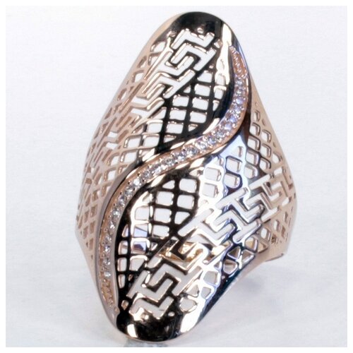 фото Широкое кольцо из золота с фианитами и узорами 21393 the jeweller