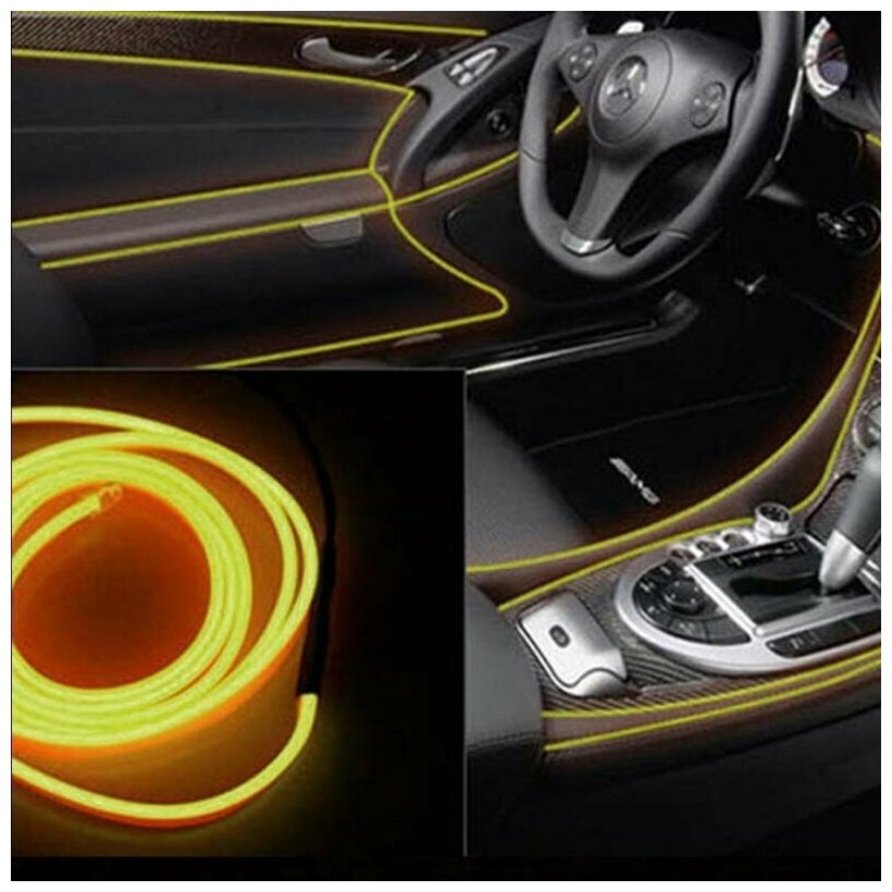 Светодиодная лента SmartElectronics 3м,12В,120 LED/m Неоновая лента в авто,машину,автомобиль/Желтый - фотография № 5