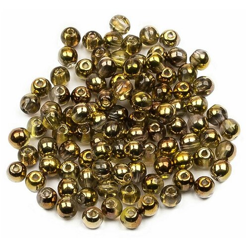 Стеклянные чешские бусины, круглые, Round Beads, 3 мм, цвет Crystal Sunny Magic Gold, 100 шт.