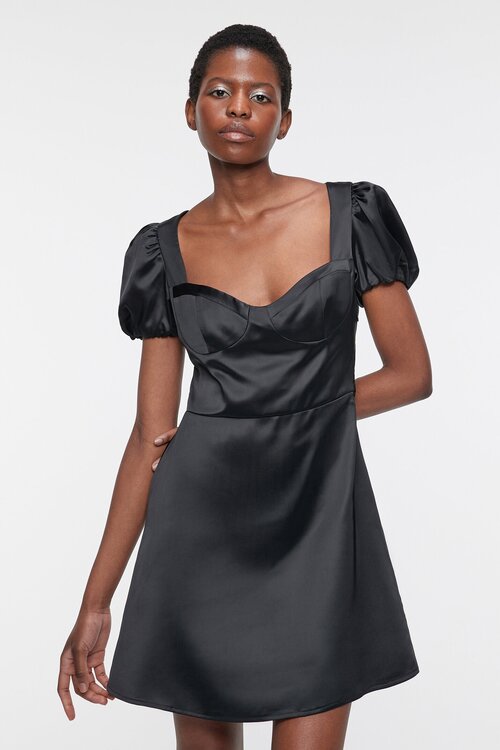 Платье-бюстье атласное приталенное с вырезом каре Befree 2321587590-50-M черный размер M