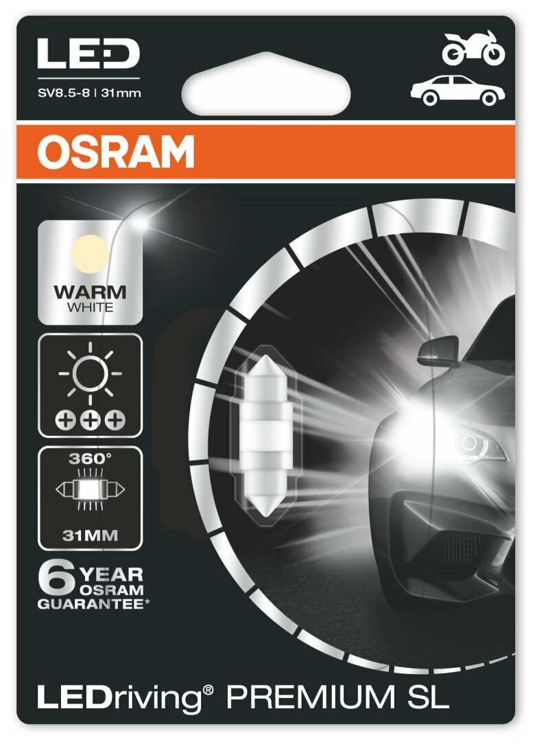 Лампа автомобильная светодиодная OSRAM LEDriving Premium 6497WW C5W 12V 1.4W SV8.5 1 шт.