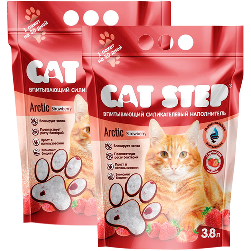 Cat Step Силикагель с ароматом клубники, 3.8 л (1.67 кг) (2 штуки)