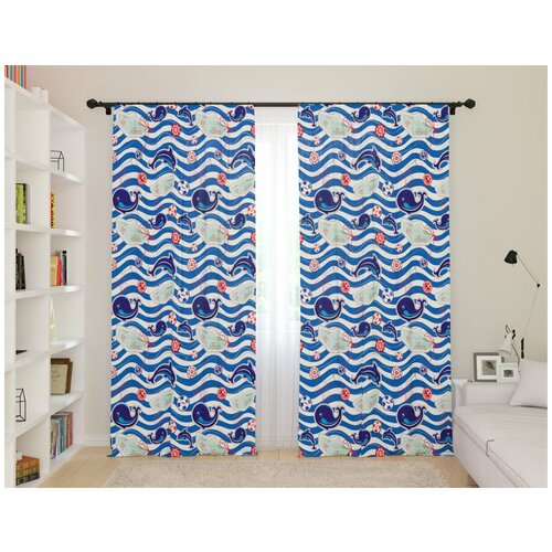 фото Шторы для детской "бумажные кораблики", 145*260 2шт сирень