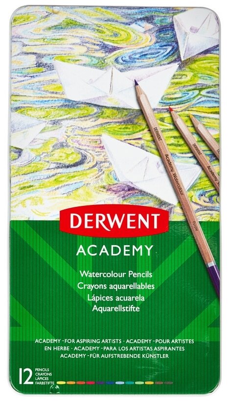 Derwent Карандаши акварельные Watercolour Tin, 12 цветов (2301941)