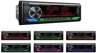 Процессорная автомагнитола Aura AMH-79 DSP 1 DIN с функциями RCA, FLAC, Bluetooth, USB, SD, FM, Android, iOS, универсальная