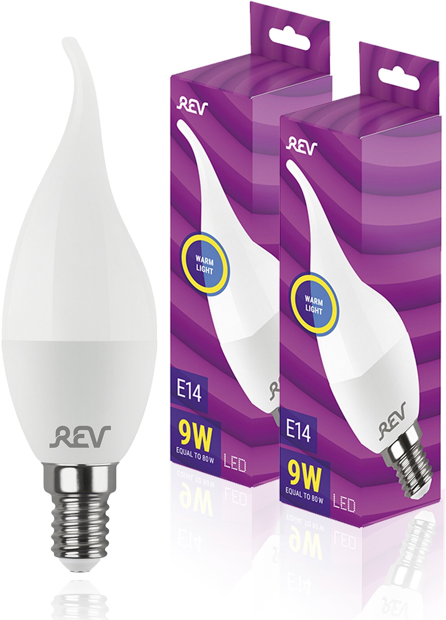 Упаковка светодиодных ламп 2 шт REV 32514 7, 2700К, Е14, FC, 9Вт