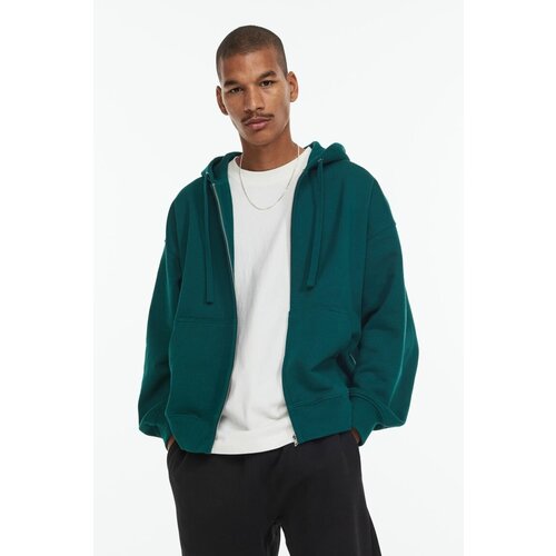 фото Хлопковая куртка с капюшоном оверсайз - зеленый - s h&m