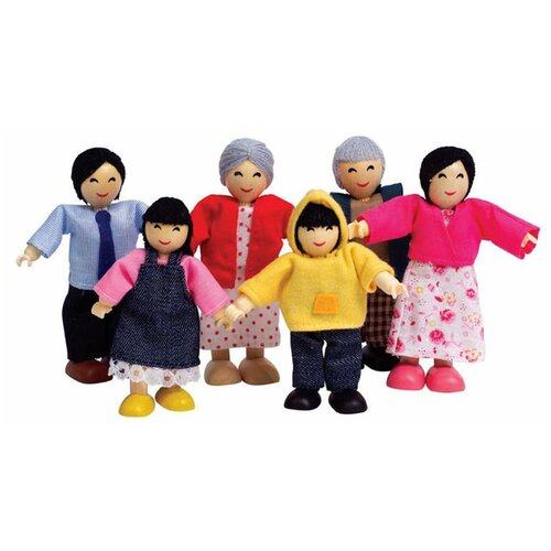 семья кукол – темная кожа e3501 hape Набор мини-кукол Hape Happy Family Asian, E3502