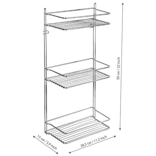 Полка для ванной Fora Atemia KOR-2002 тройная 560х285х150 мм металл хром