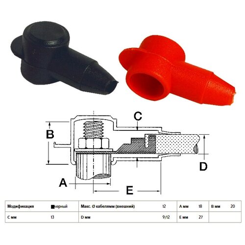 Колпачок защитный для клемм АКБ Ø18мм/Øкабеля=12мм, красный (Osculati, )