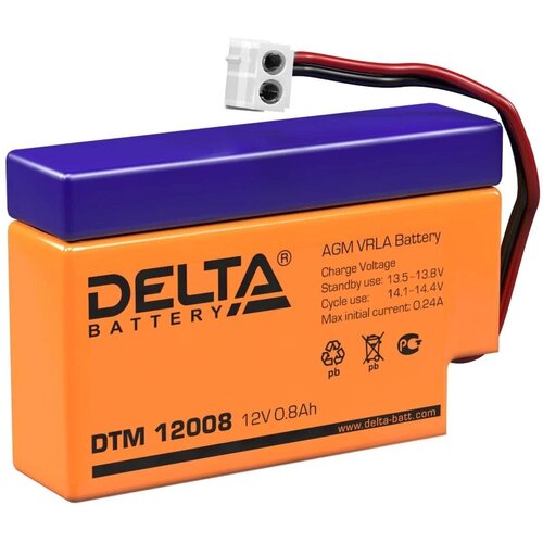 Аккумуляторная батарея Delta DTM 12008 (12V 0.8Ah) аккумулятор 12в 0 8а ч delta dtm 12008 2шт в упак