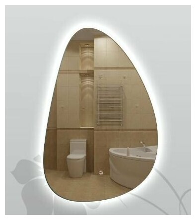 Зеркало для ванной комнаты 772ск 70 х46 см фигурное с фоновой LED подсветкой с сенсорным выключателем - фотография № 3