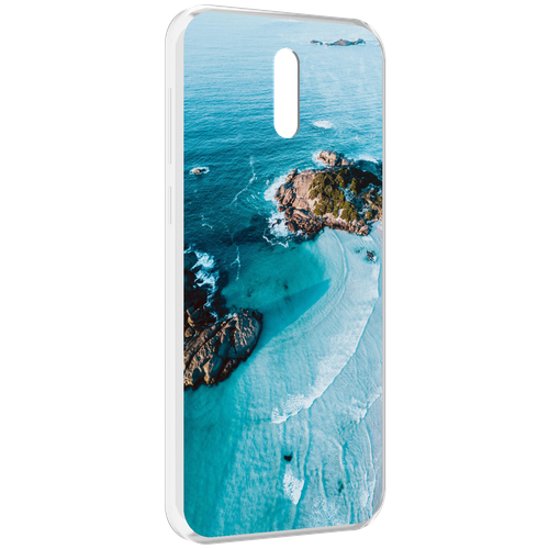 Чехол MyPads красивый голубой залив для Alcatel 3L (2019) задняя-панель-накладка-бампер