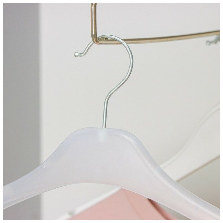 Вешалка-плечики для одежды, 43,5×20,5×4,4 см, антискользящее покрытие, цвет прозрачный - фотография № 2