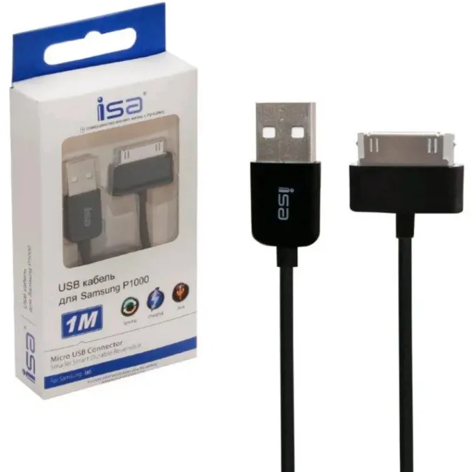 USB кабель для планшетов Samsung Galaxy Tab / Note 101 черный / 1 метр / USB 20 / 30 pin ( P7500 / P7320 / P7300 / P6800 / P5100 / P3100 / P1000)