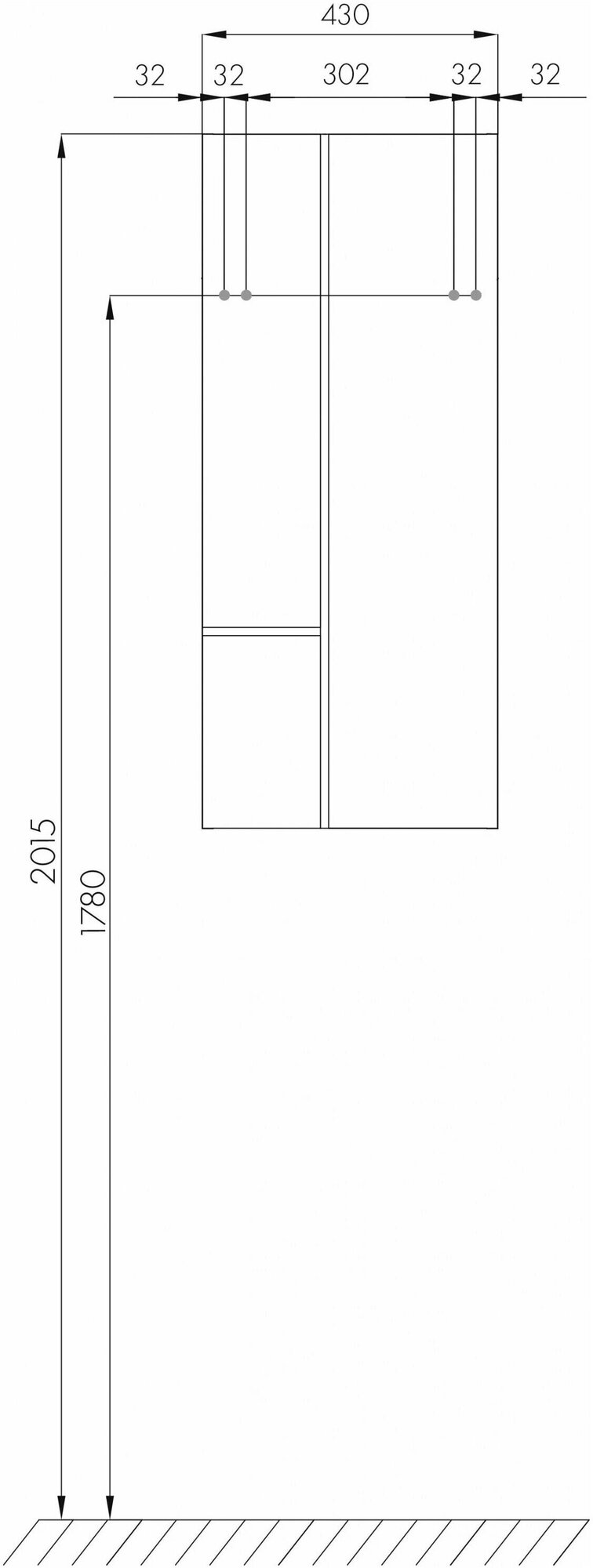 Шкаф подвесной Акватон Мишель 43 Дуб рустикальный/Фьорд для зеркала (1A244203MIX30)