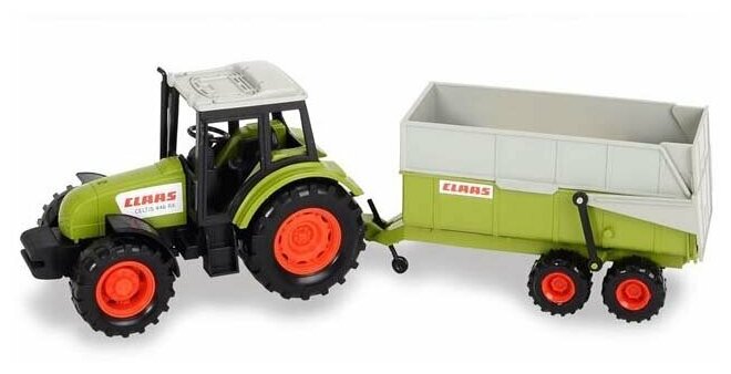 Трактор Dickie Toys с прицепом (3736004), 38 см, зеленый/белый