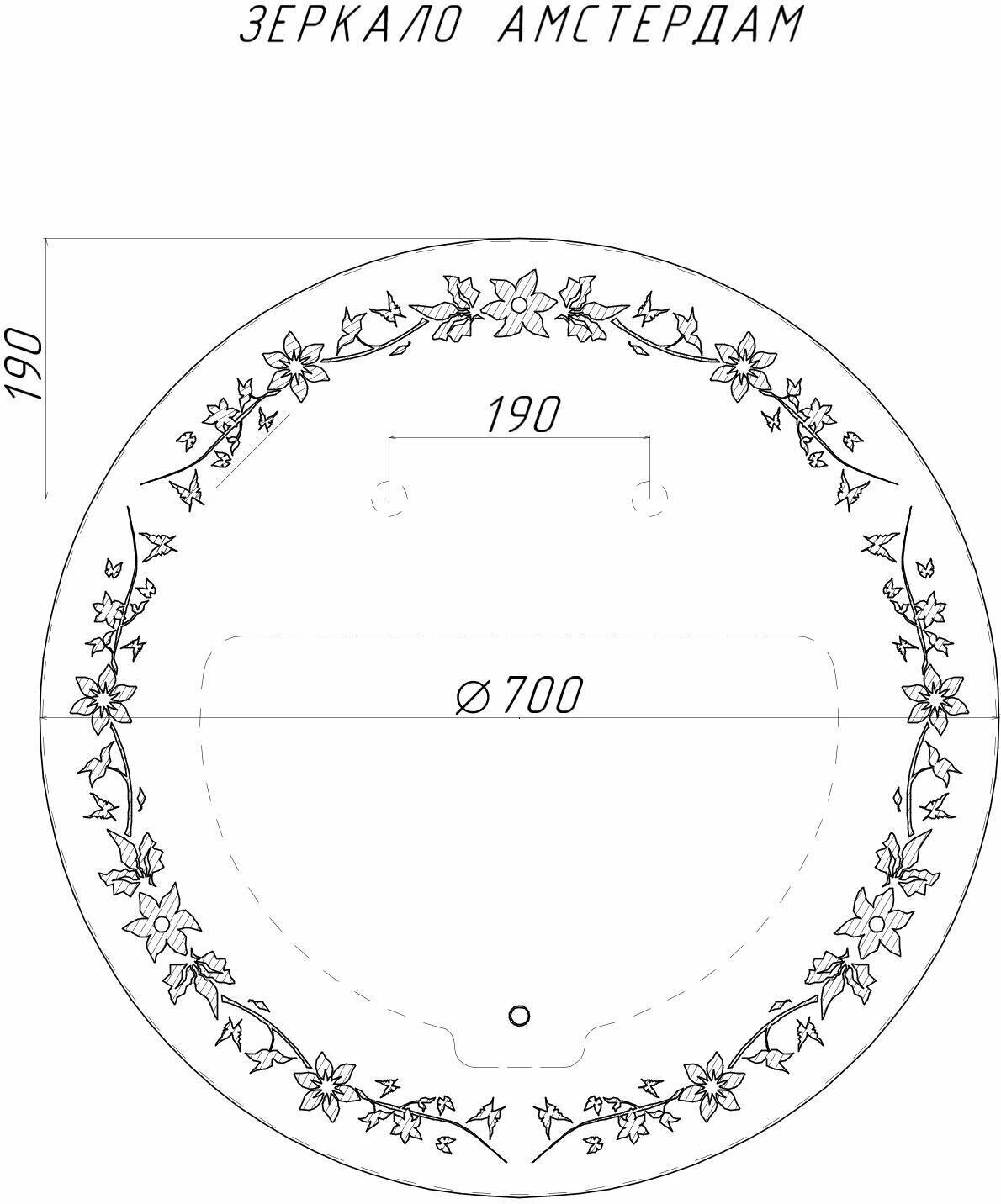 Зеркало Амстердам 700х700 с подсветкой Sansa - фотография № 6