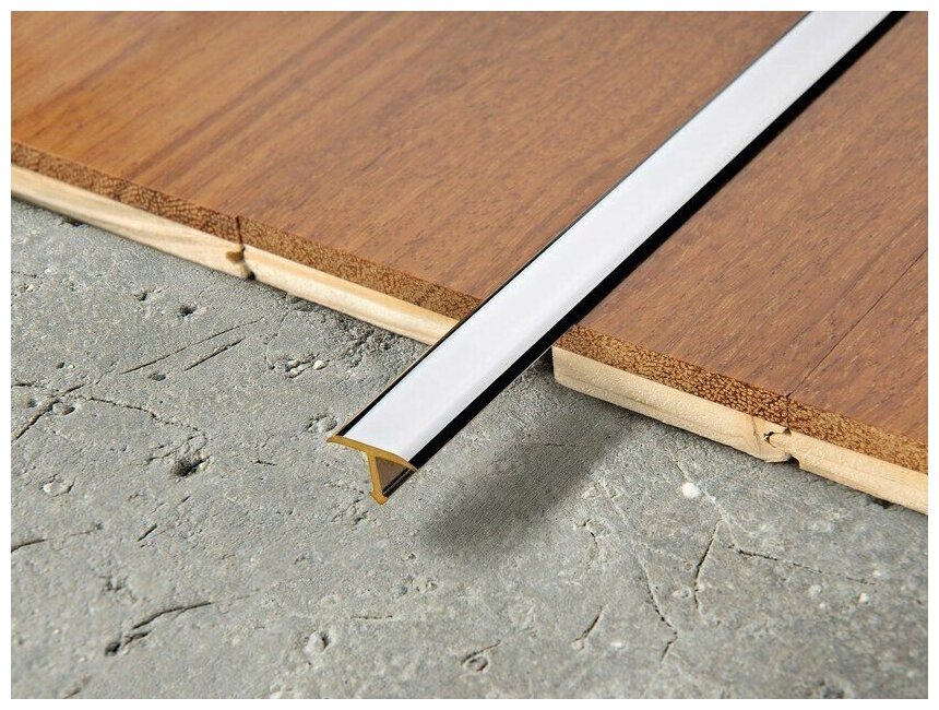 фото Порог для напольных покрытий Т - образный, латунный хромированный PROGRESS PROFILES PCROC 149, - 14мм - 900мм, производство Италия.