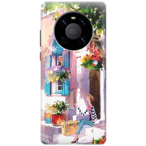 фото Re:pa чехол - накладка artcolor для huawei mate 40 с принтом "девочка на цветущей улочке"