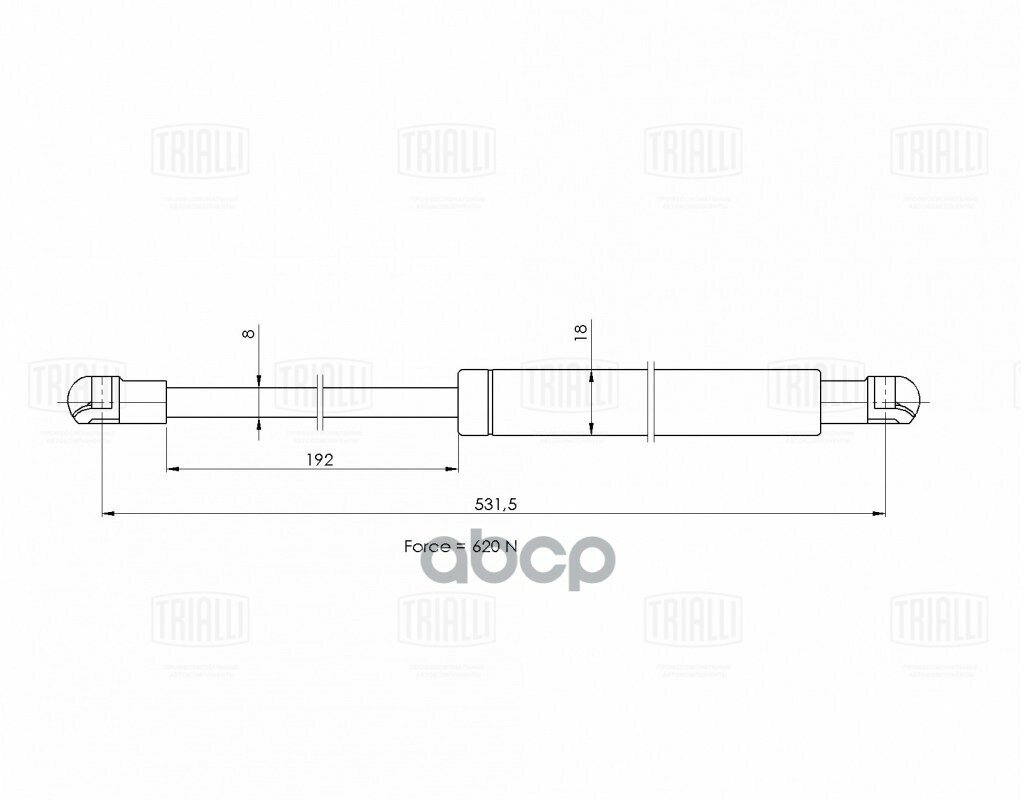 Trialli амортизатор (упор) для а/м peugeot 308 (07-) универс. (крышки багажника) (gs 2024) gs2024