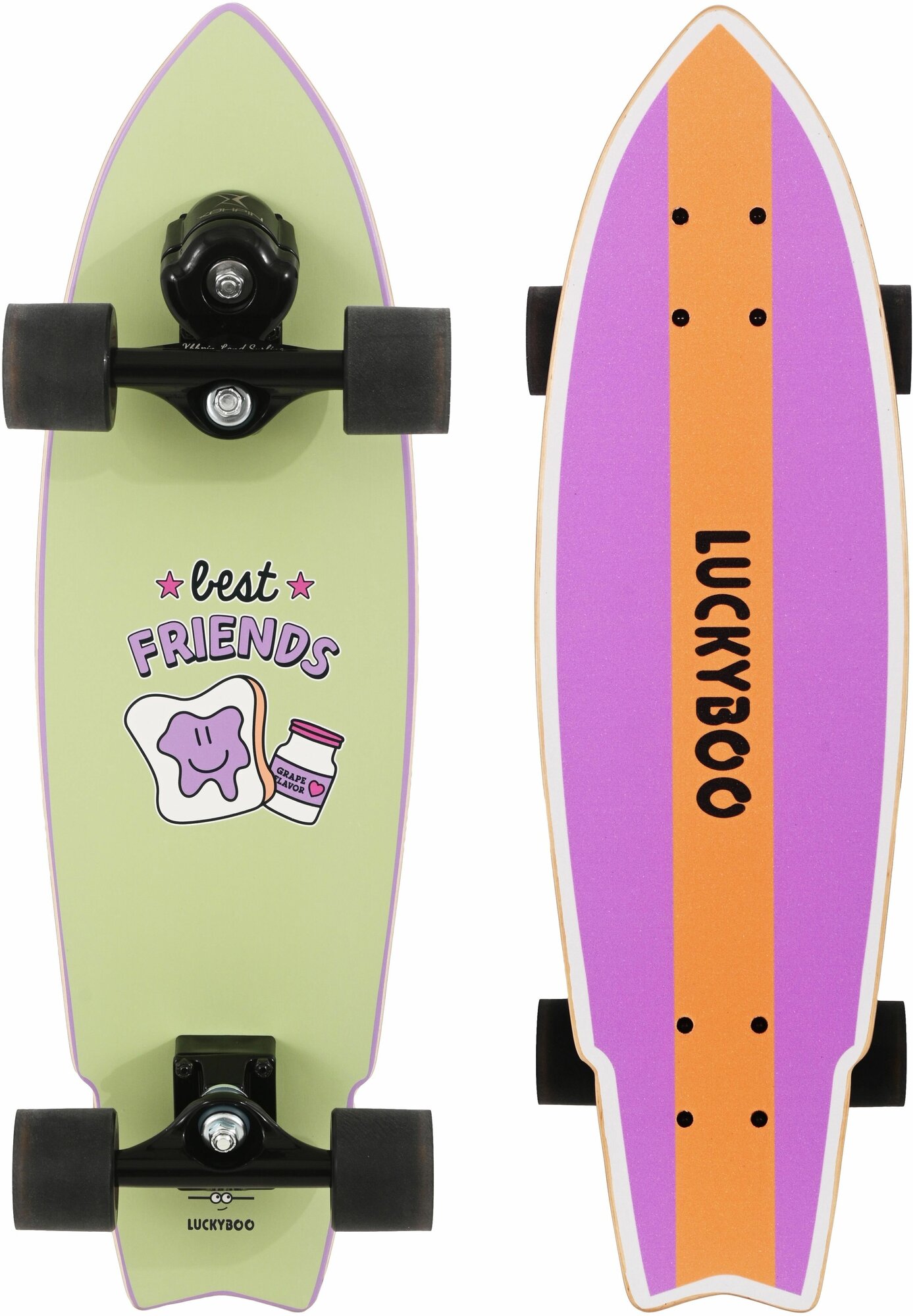 Серфскейт LUCKYBOO Friends (71.1х20.3 см) / Лонгборд-круизер, скейтборд, серф скейт для детей и подростков