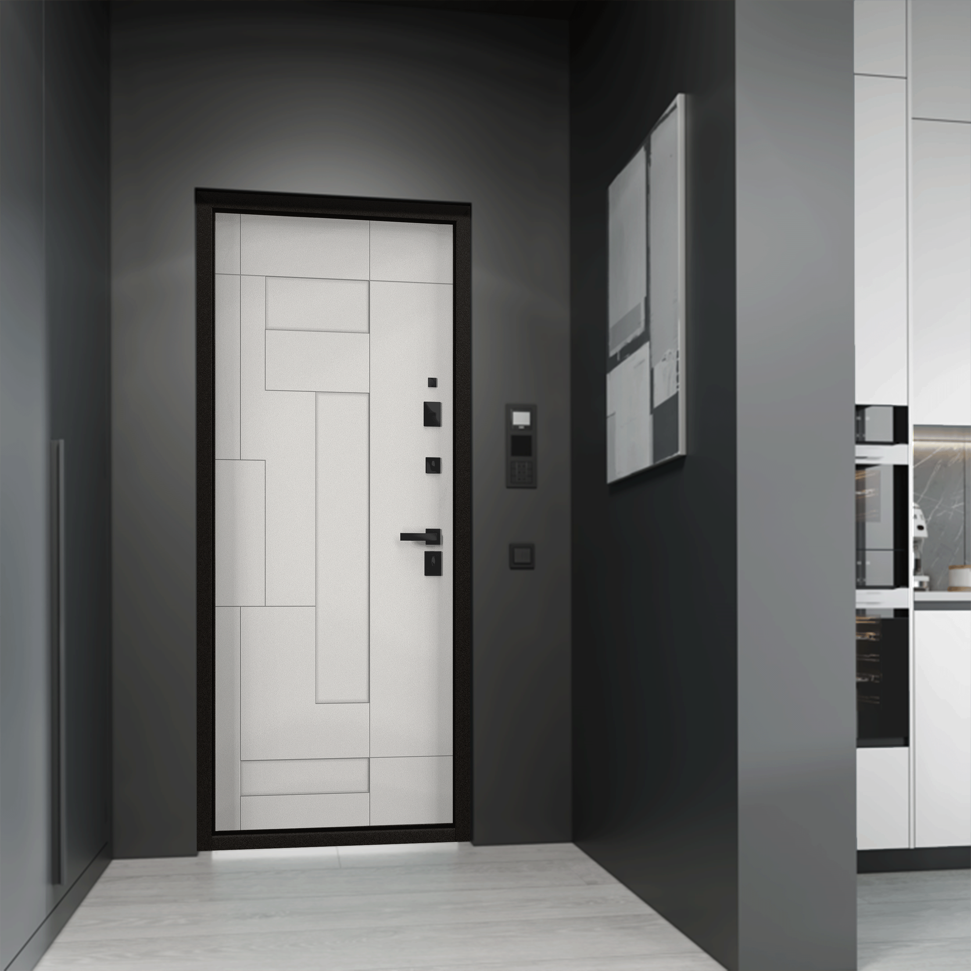 Дверь входная для квартиры Torex Ultimatum-М 950х2050, правый, тепло-шумоизоляция, антикоррозийная защита, замки 4-го класса защиты, серый/белый - фотография № 5