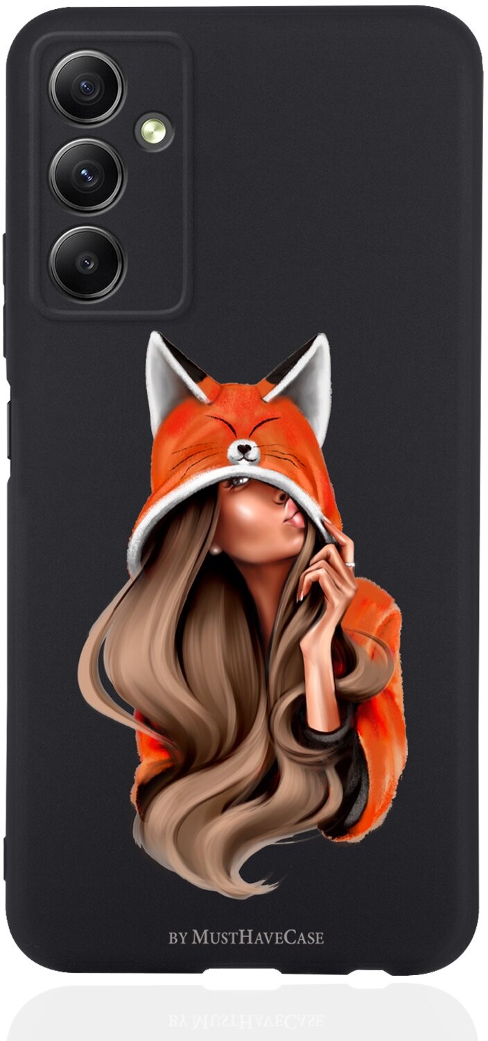 Черный силиконовый чехол MustHaveCase для Samsung Galaxy A34 Foxy Girl/ Лисичка