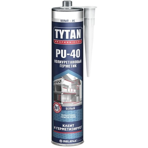 Герметик полиуретановый Tytan Professional PU 40 16791, 310 мл, белый полиуретановый герметик irfix pu 740 черный 600 мл однокомпонентный 20042 16029409