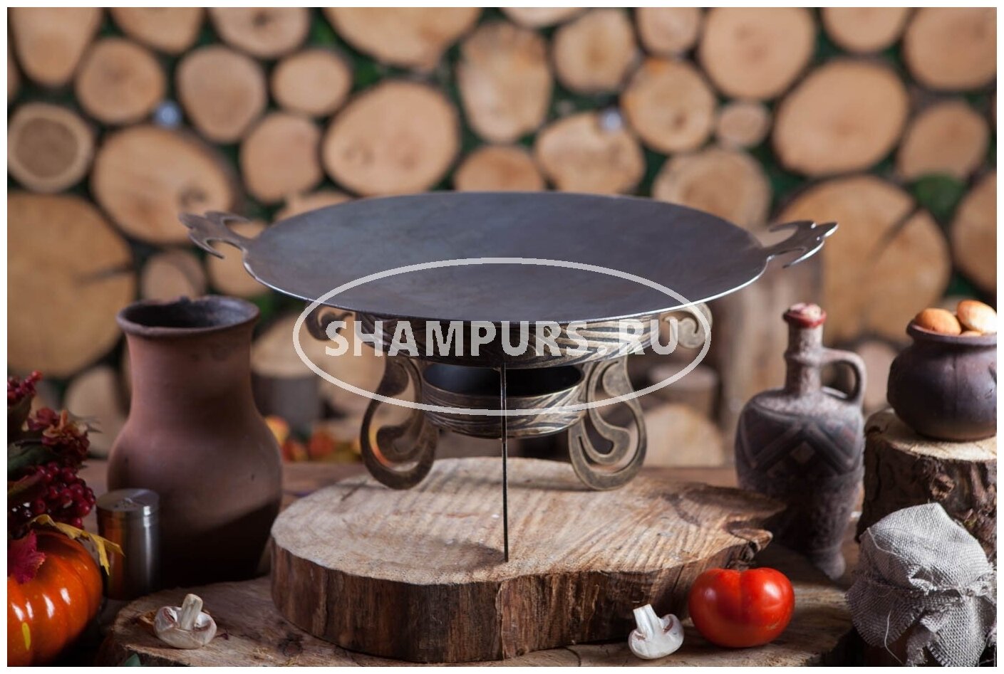 Сковорода Садж из стали 45 см с подставкой Непал