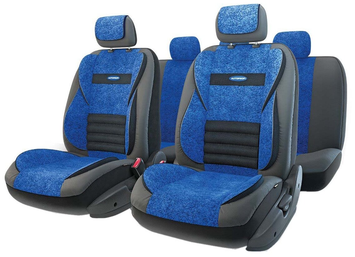 Чехлы Автомоб. Multi Comfort Экокожа+Вел,11Пр, Карм,6 Мол, Чёрн./Синий, Р-Р М 3Шт Mlt-1105Gv Bk/Bl (M) AUTOPROFI арт. MLT1105GV.