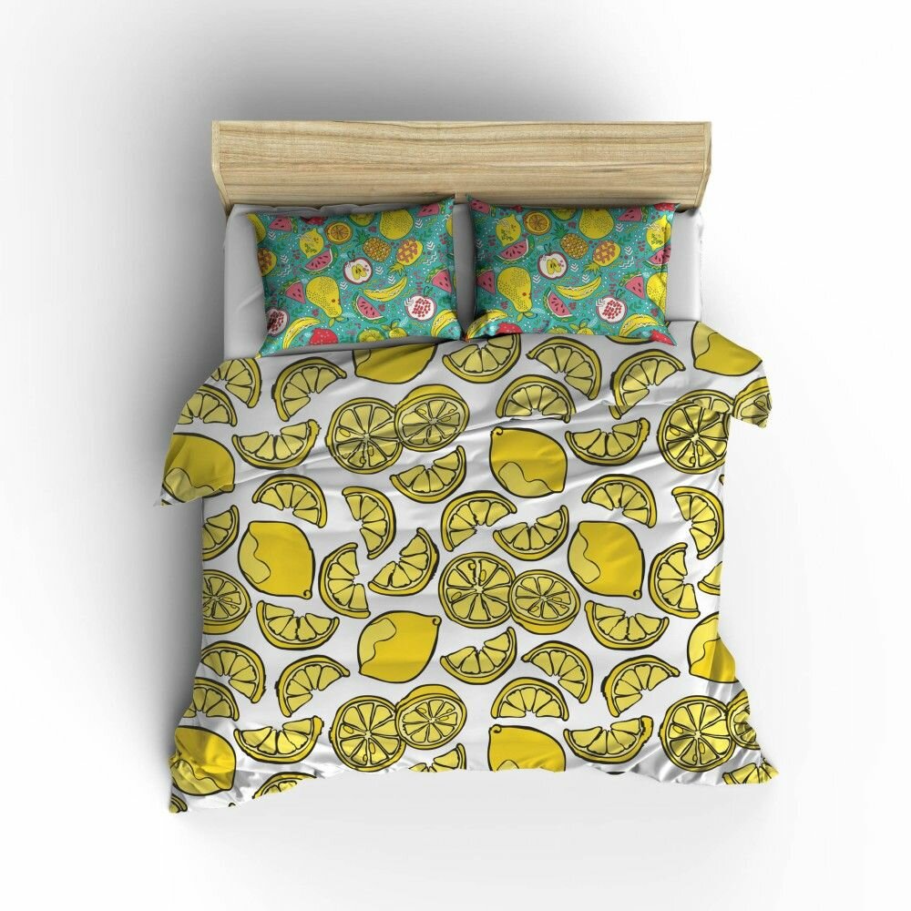 фото Арт комплект постельного белья Лимоны 2х спальный; 50/70