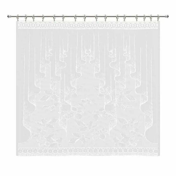 Занавеска для кухни Листопад без шторной ленты 170x160 см полиэстер цвет белый