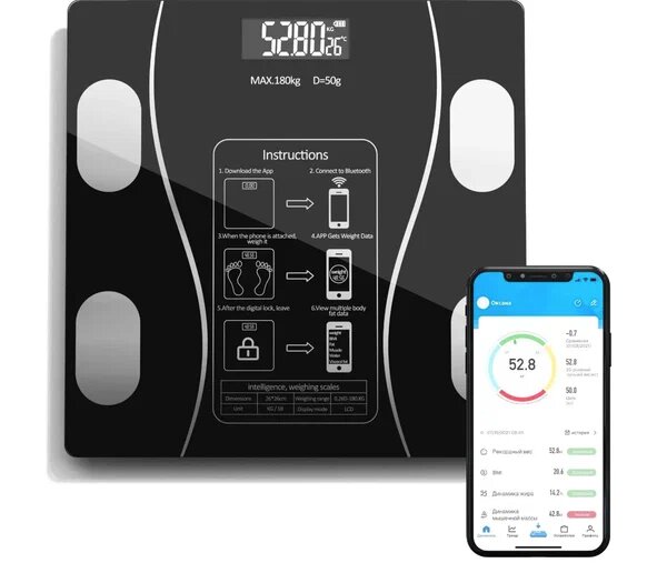 Напольные умные весы c bmi, электронные напольные весы для Xiaomi, iPhone, Android, черные